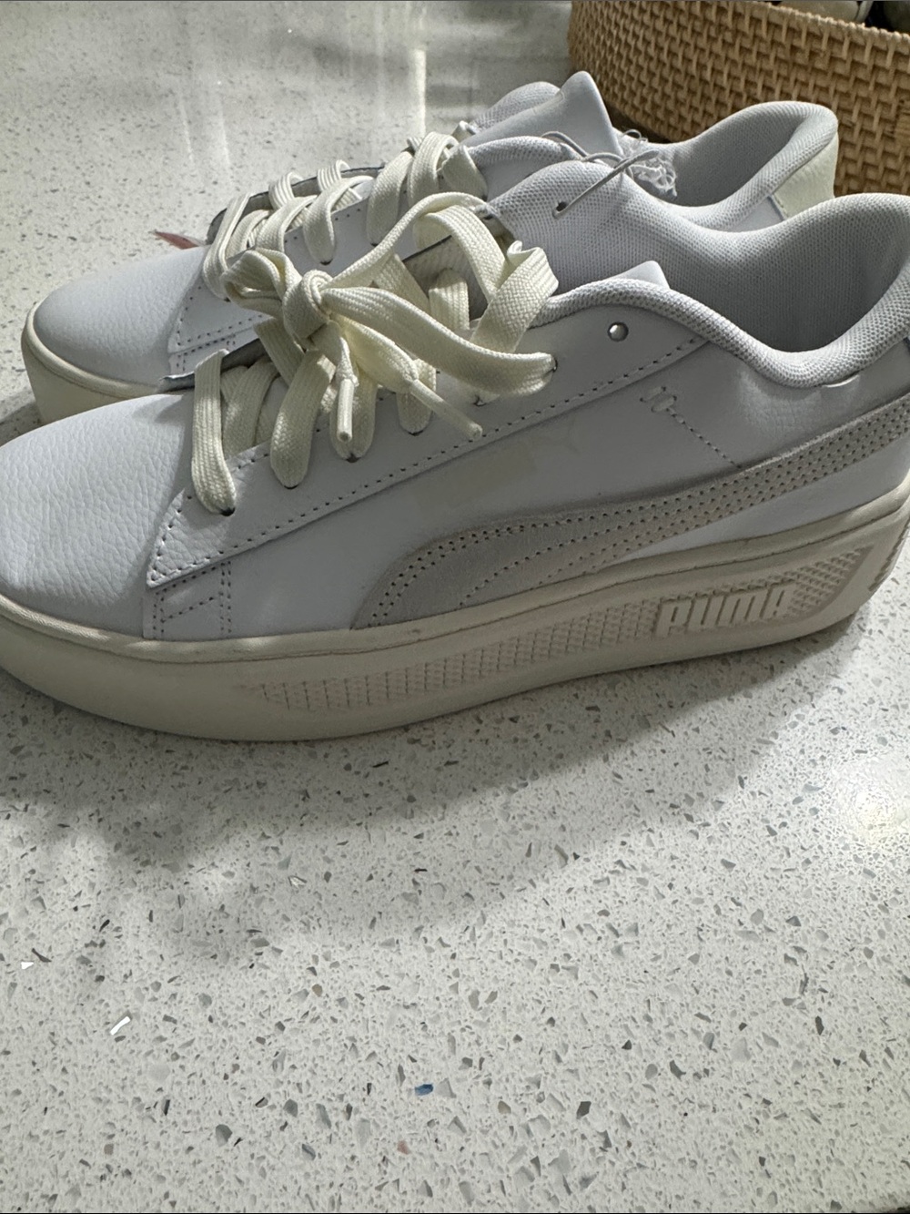 Puma White Platform Lace-Up Sneakers